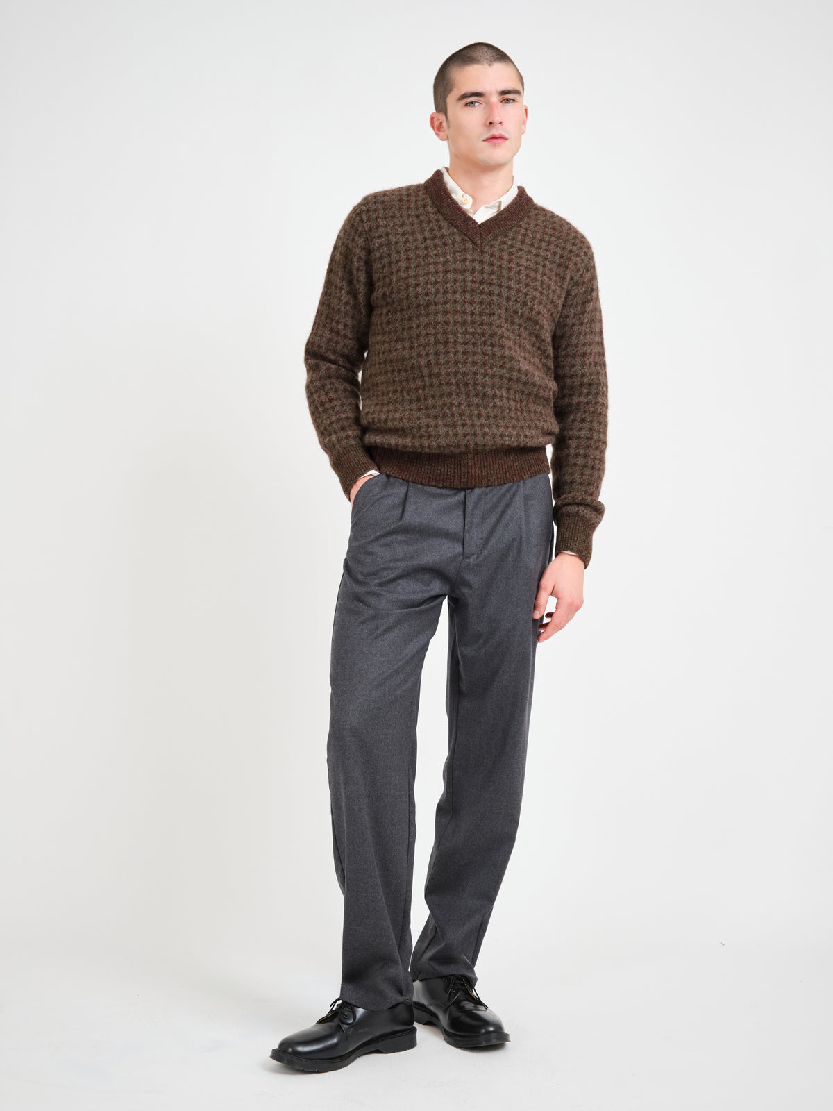 Hawes V Neck Jumper Lunsford Houndstooth Multi