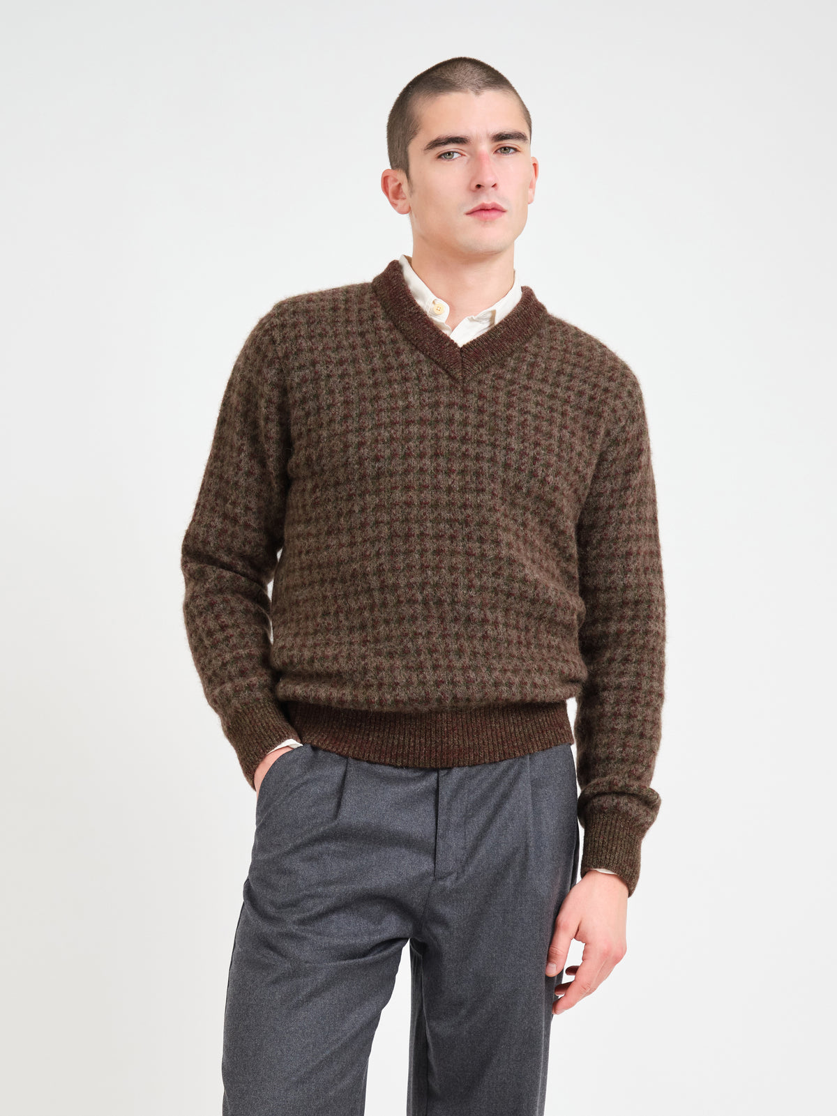 Hawes V Neck Jumper Lunsford Houndstooth Multi