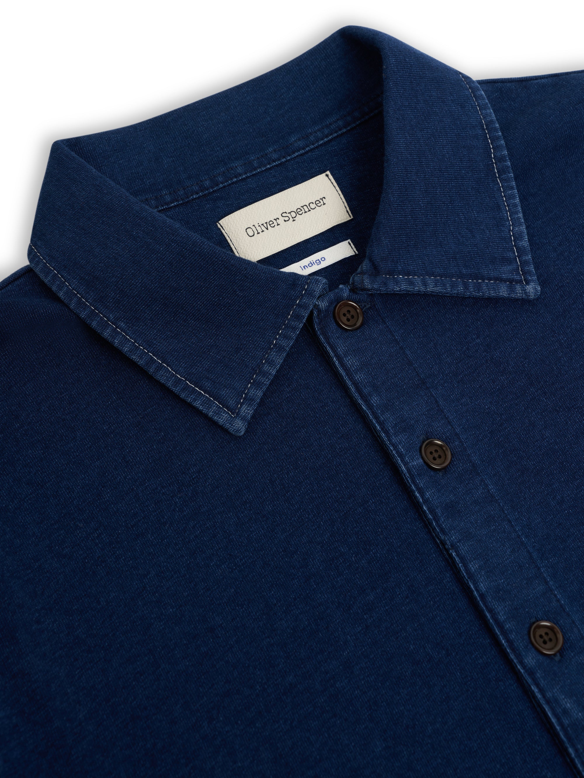 Mersey Long Sleeve Polo Shirt Hickman Indigo Rinse