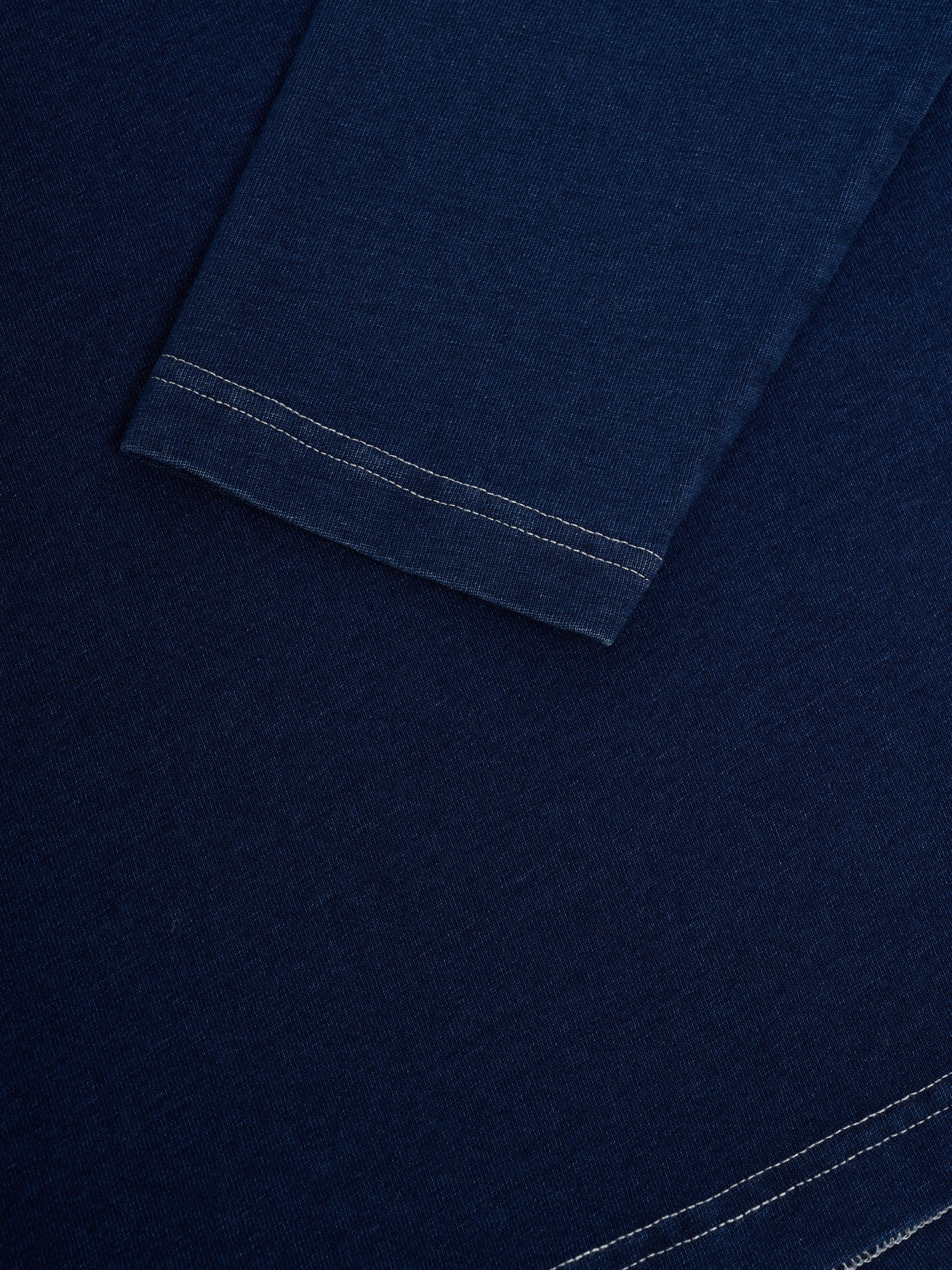 Mersey Long Sleeve Polo Shirt Hickman Indigo Rinse
