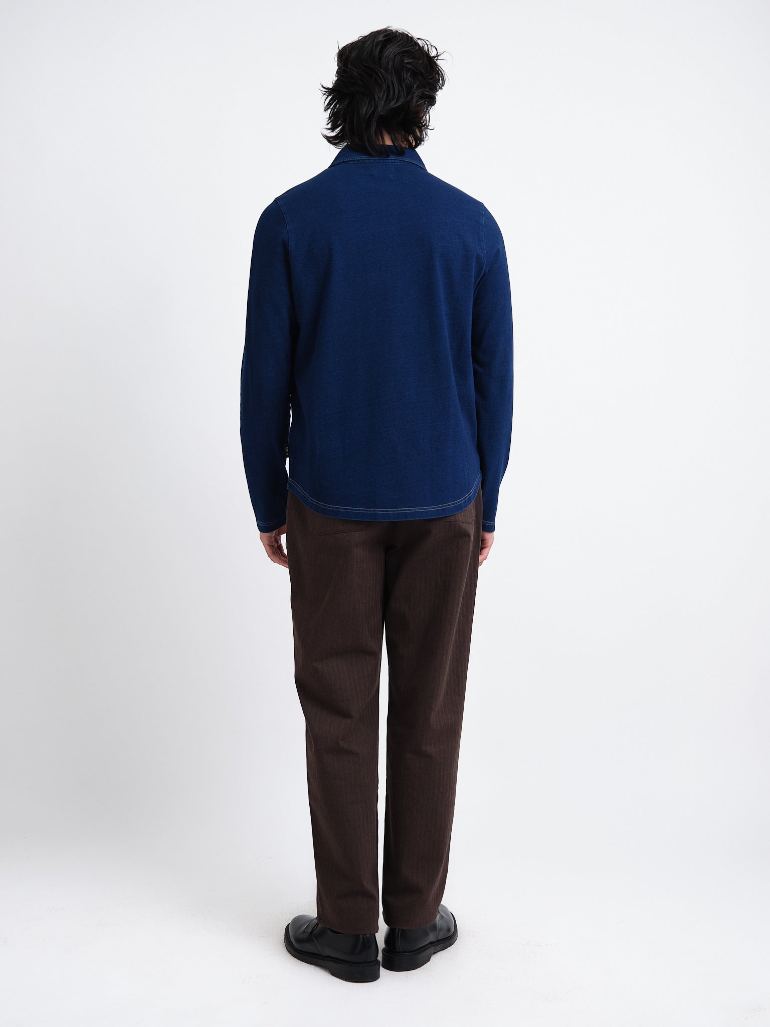 Mersey Long Sleeve Polo Shirt Hickman Indigo Rinse