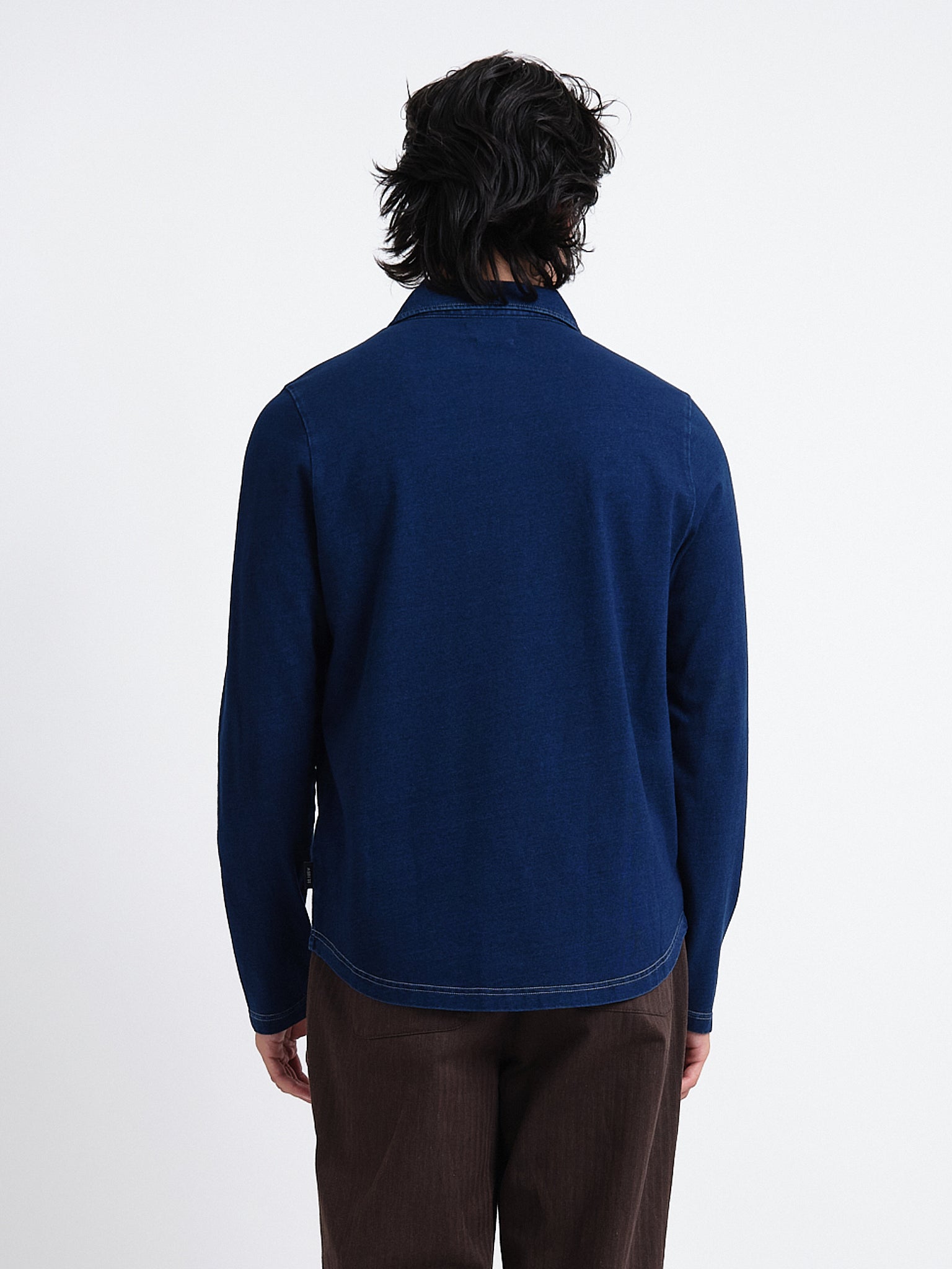 Mersey Long Sleeve Polo Shirt Hickman Indigo Rinse