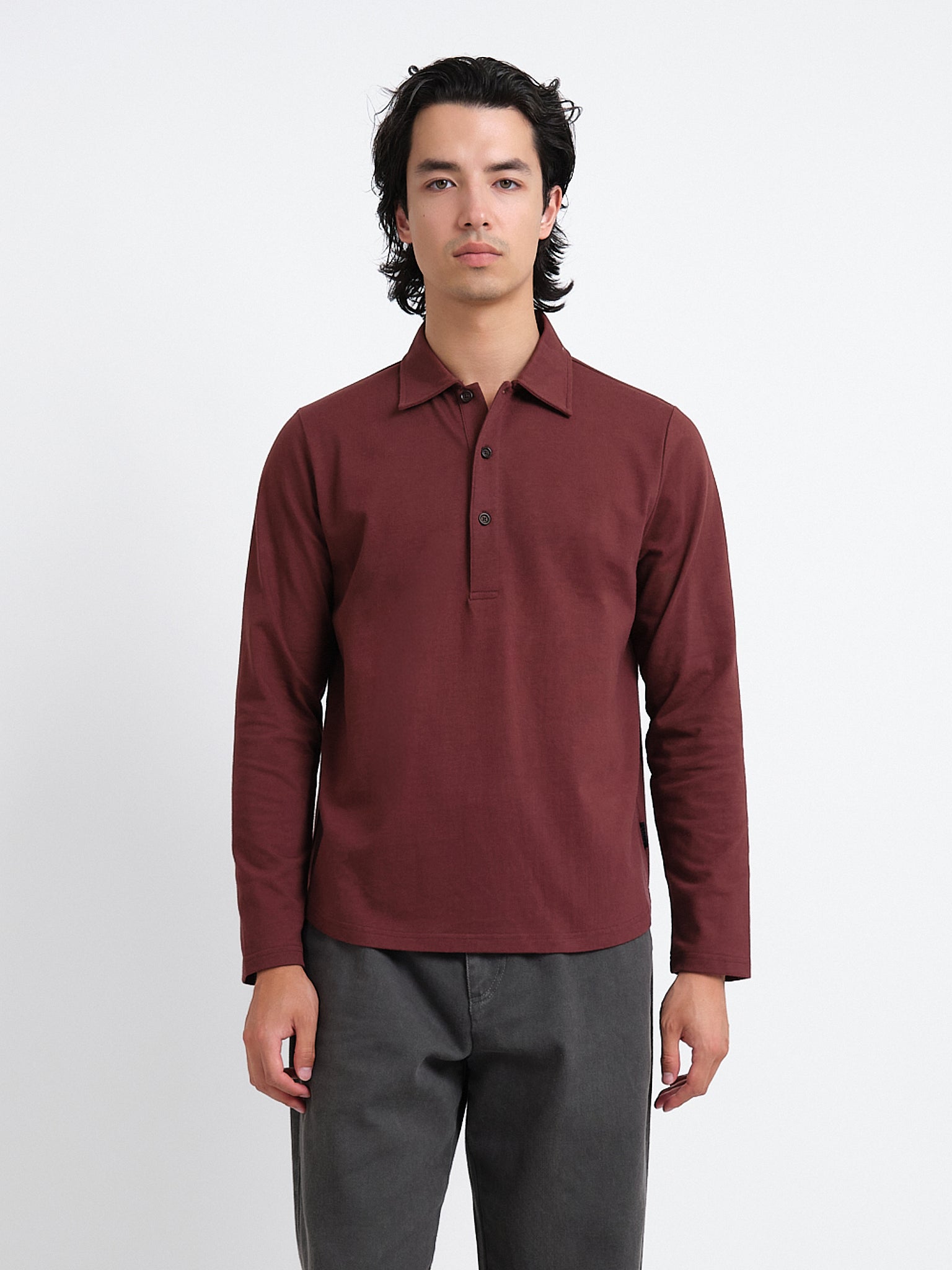Mersey Long Sleeve Polo Shirt Parton Maroon