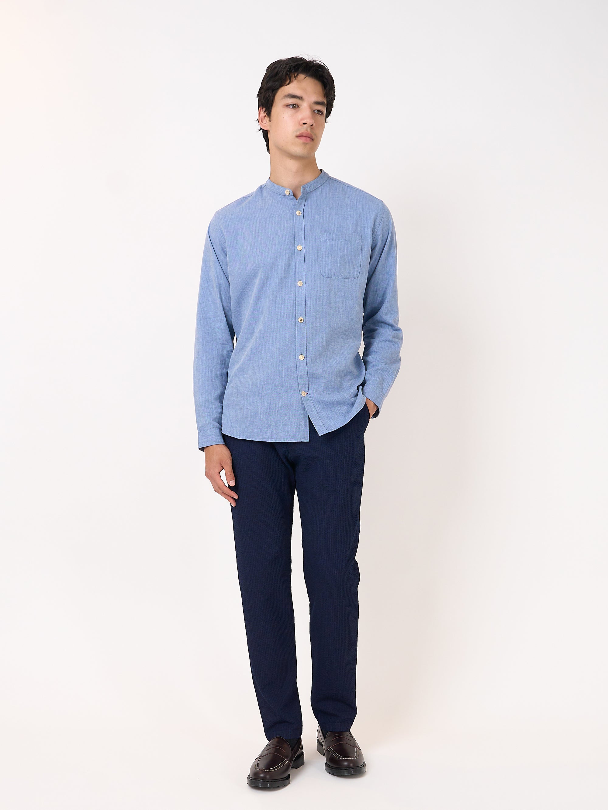 Grandad Shirt Wyatt Sky Blue