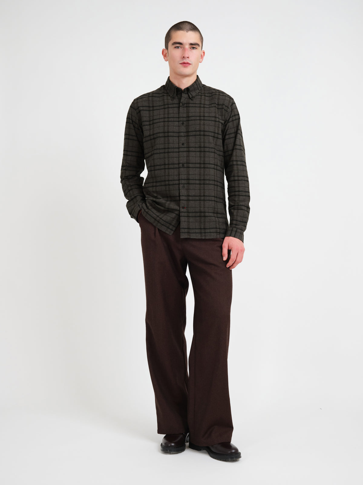 Brook Button Down Shirt Briggs Grey Check