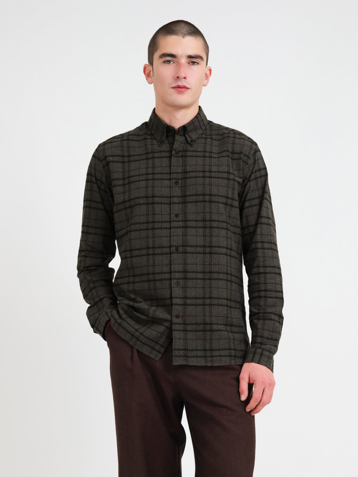 Brook Button Down Shirt Briggs Grey Check