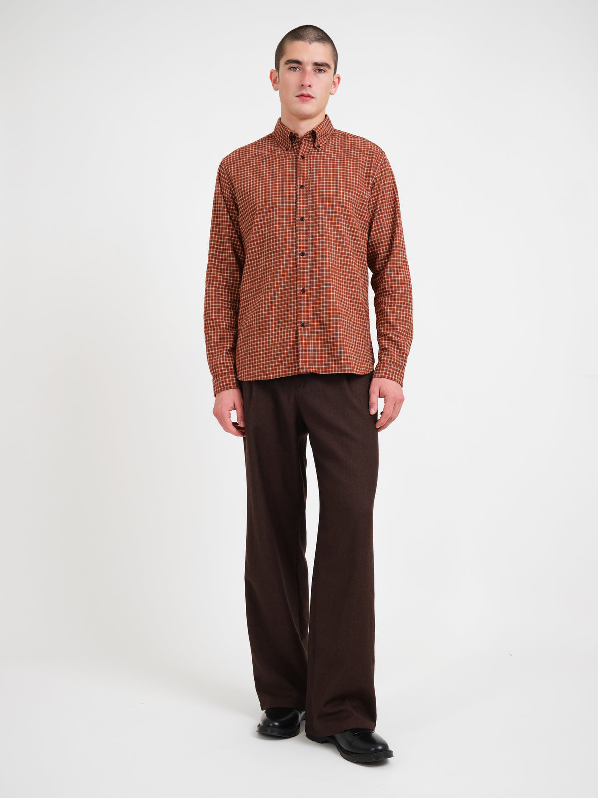 Brook Button Down Shirt Fairport Rust Check