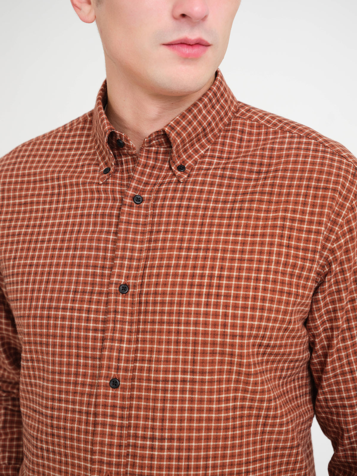 Brook Button Down Shirt Fairport Rust Check