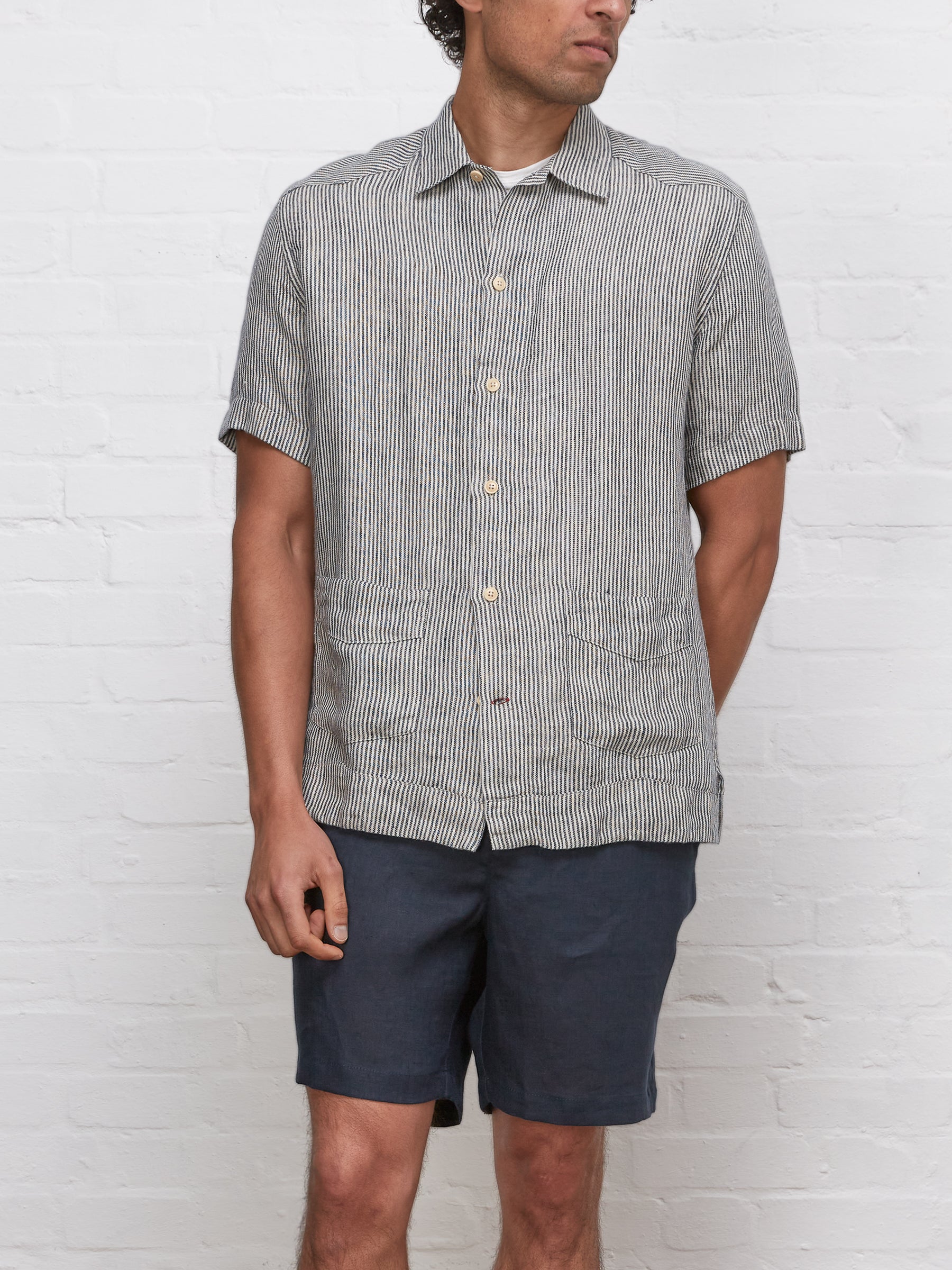 Cuban Short Sleeve Shirt Clement Chambray Blue – Oliver Spencer