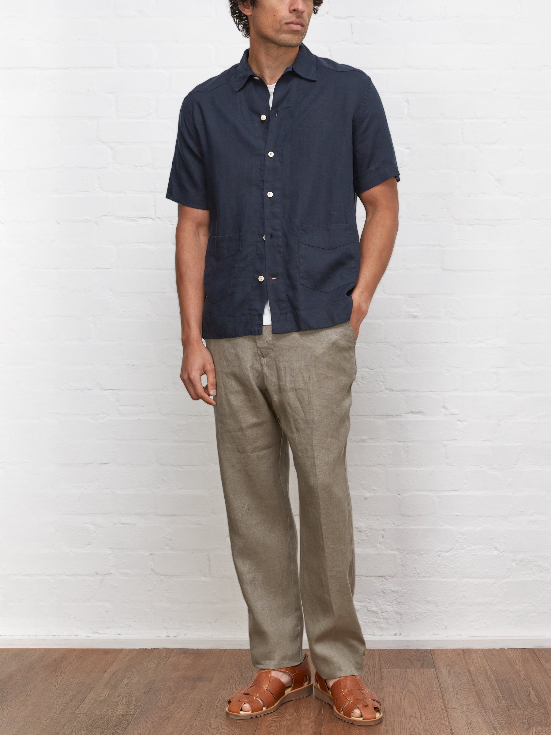 Cuban Short Sleeve Shirt Padworth Navy – Oliver Spencer