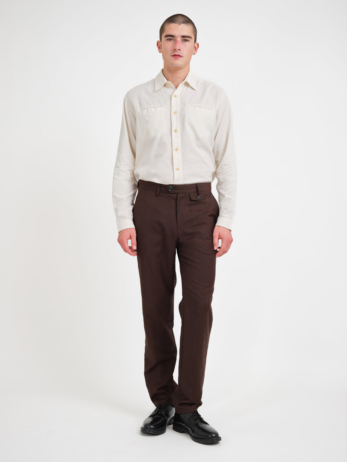 Fishtail Tapered Leg Trousers Jara Flannel Chestnut Brown