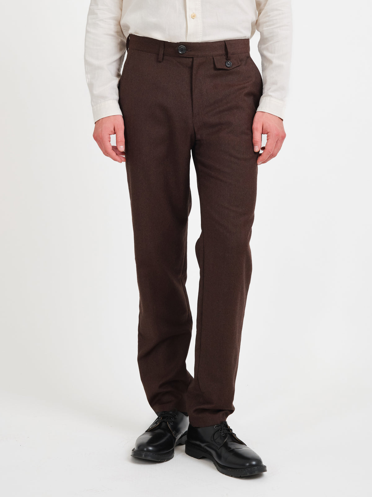 Fishtail Tapered Leg Trousers Jara Flannel Chestnut Brown