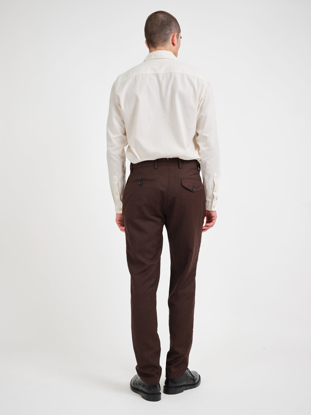 Fishtail Tapered Leg Trousers Jara Flannel Chestnut Brown
