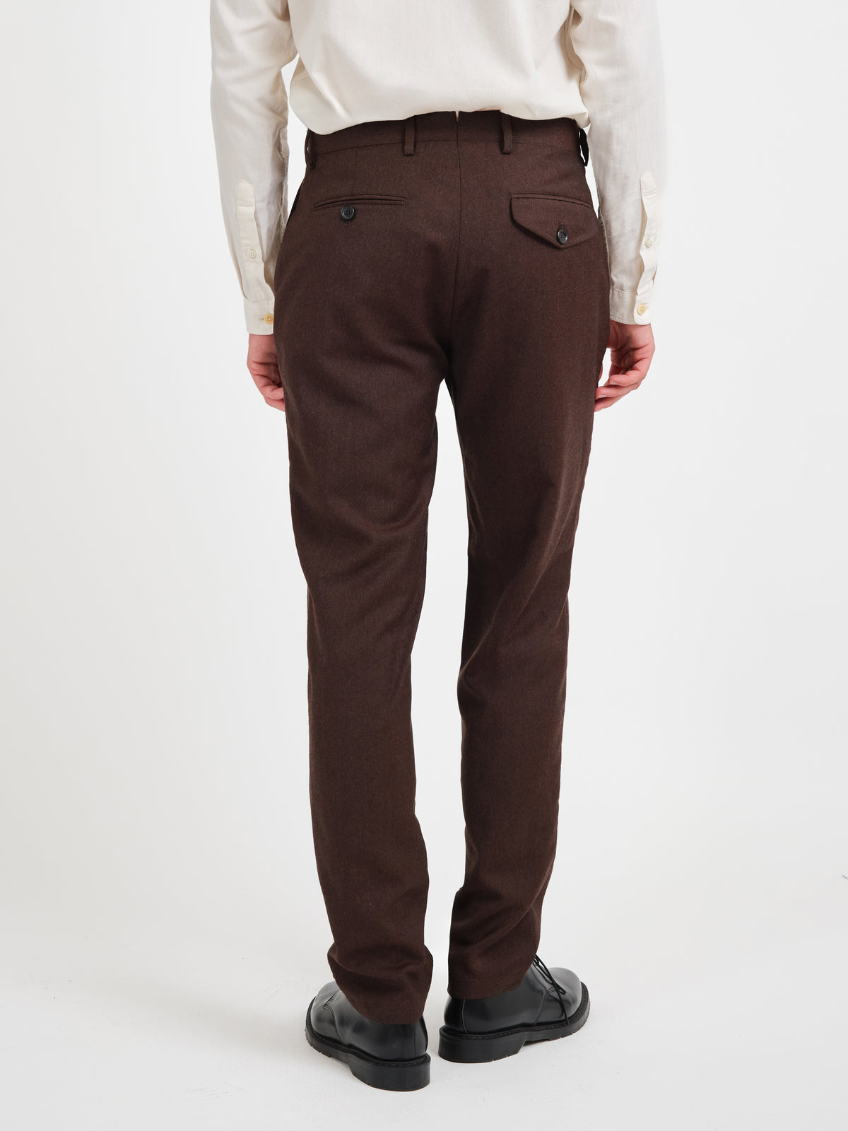 Fishtail Tapered Leg Trousers Jara Flannel Chestnut Brown