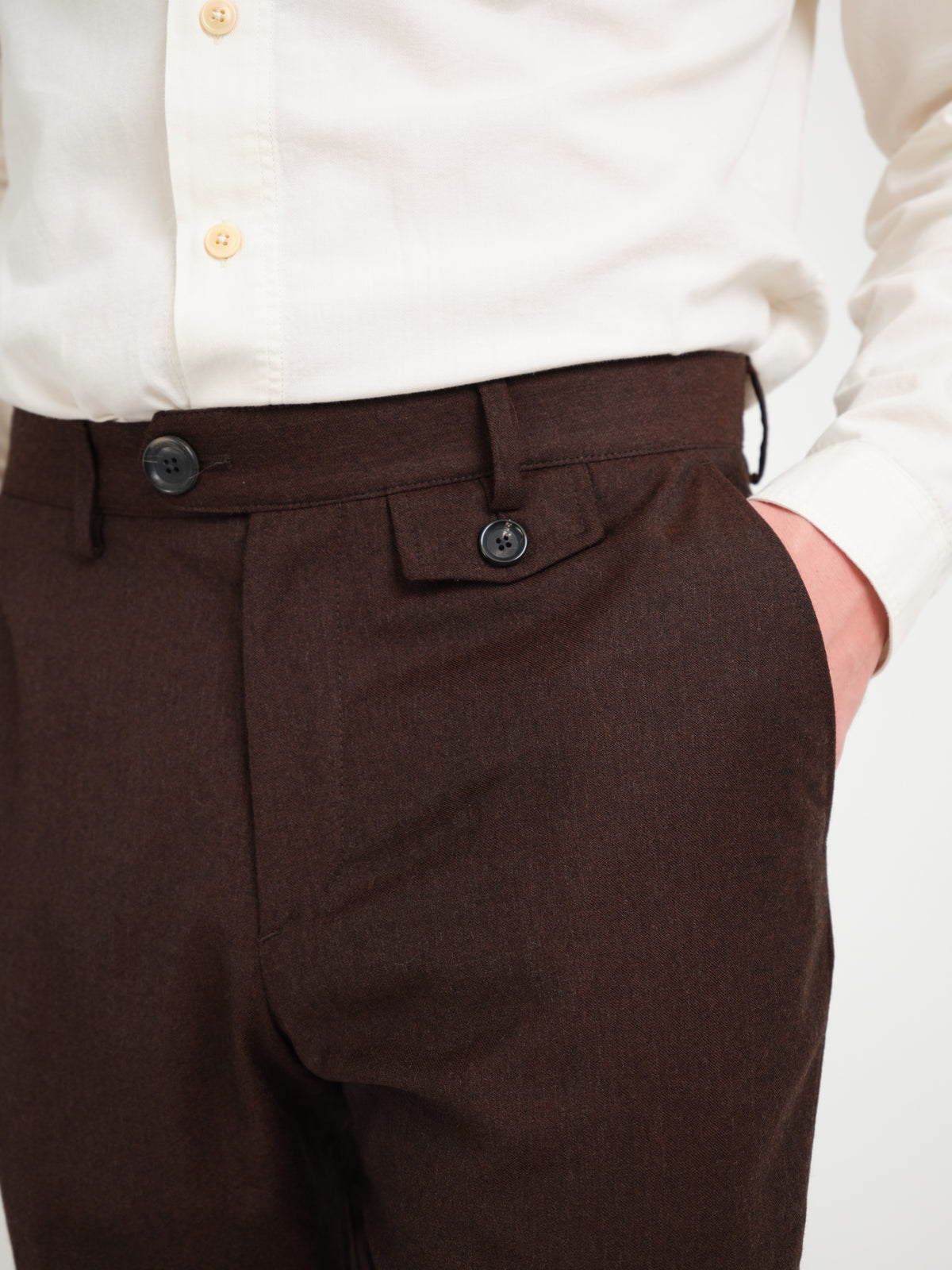 Fishtail Tapered Leg Trousers Jara Flannel Chestnut Brown