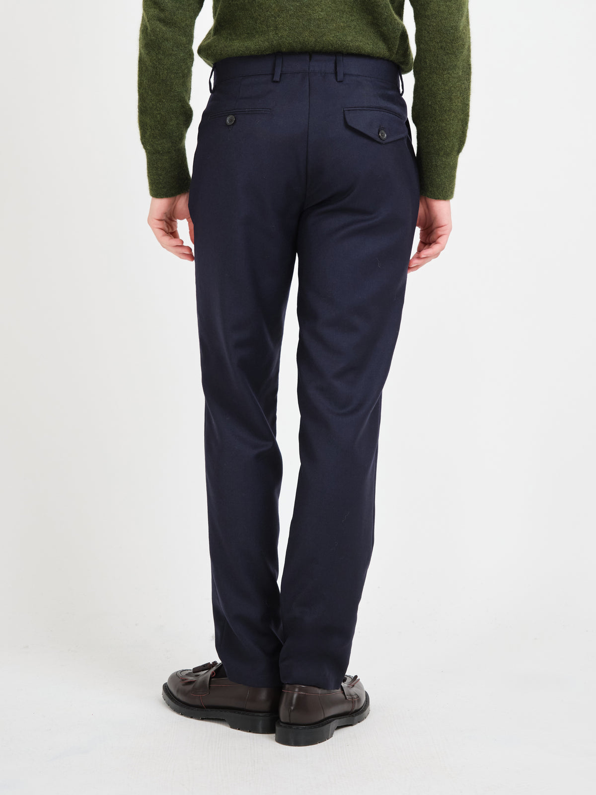 Fishtail Tapered Leg Trousers Jara Flannel Navy