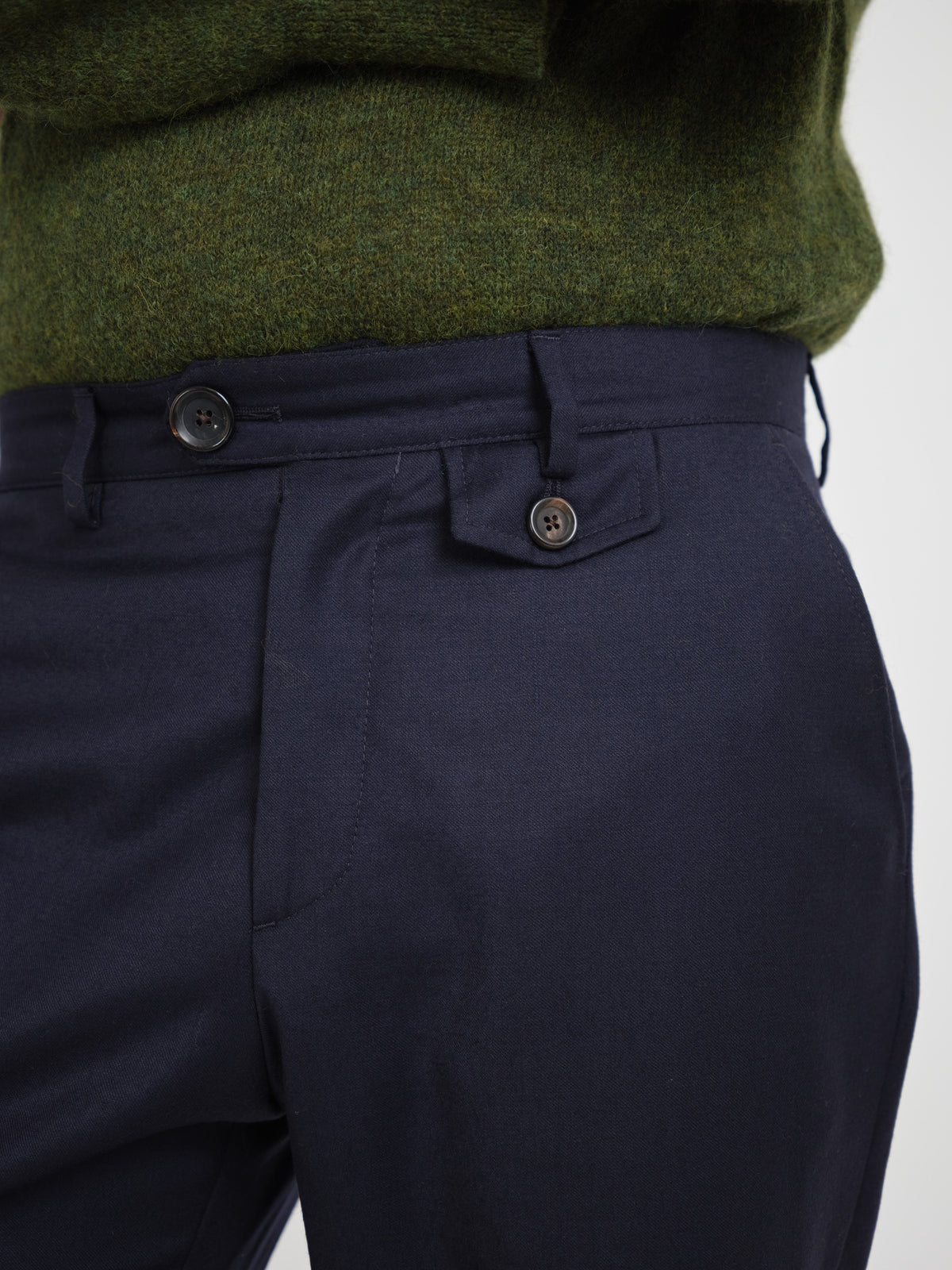 Fishtail Tapered Leg Trousers Jara Flannel Navy