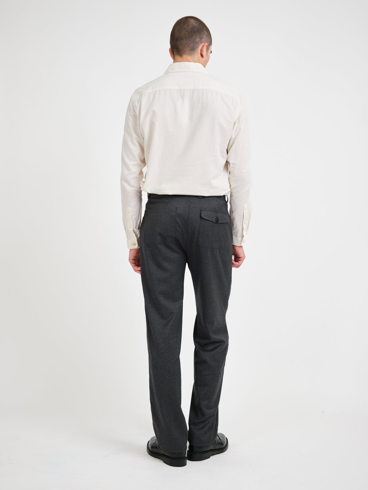 Morton Pleated Trousers Avalon Flannel Charcoal