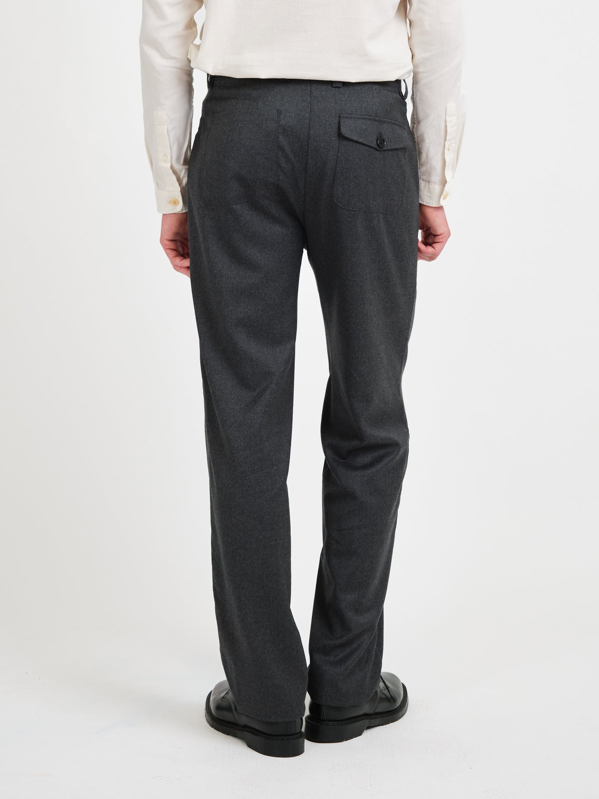 Morton Pleated Trousers Avalon Flannel Charcoal