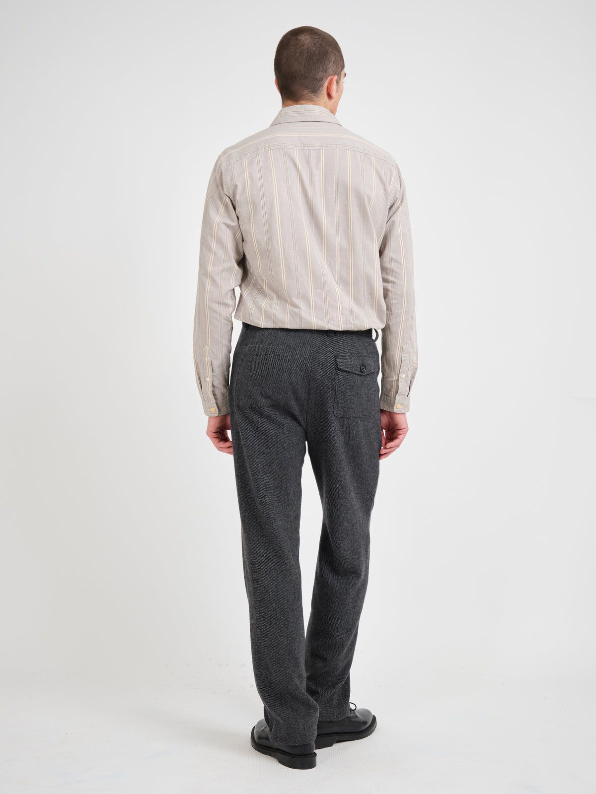 Morton Pleated Trousers Herdman Twill Charcoal
