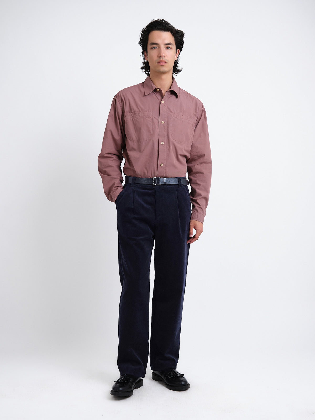 Morton Pleated Trousers Ivers Corduroy Navy