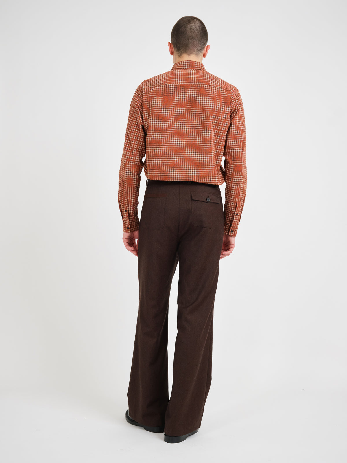 Orsman Wide Leg Pleated Trousers Jara Flannel Chestnut Brown