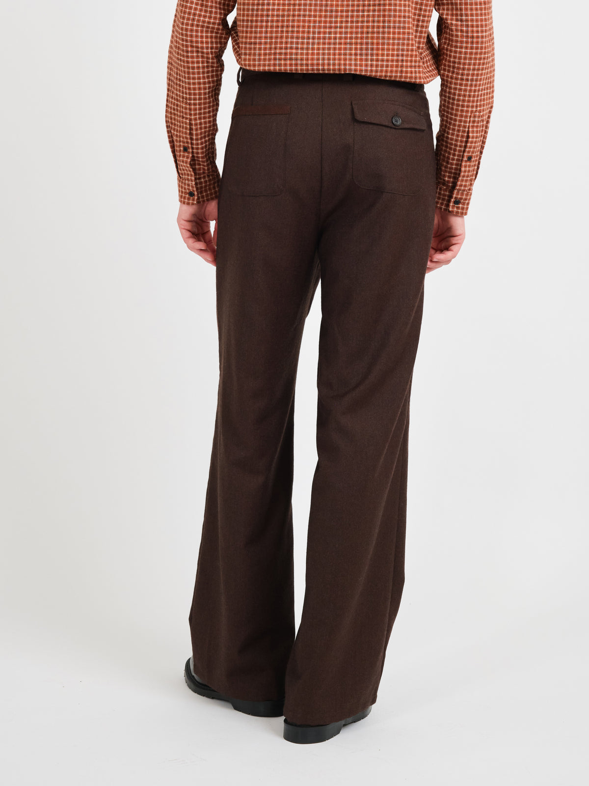 Orsman Wide Leg Pleated Trousers Jara Flannel Chestnut Brown