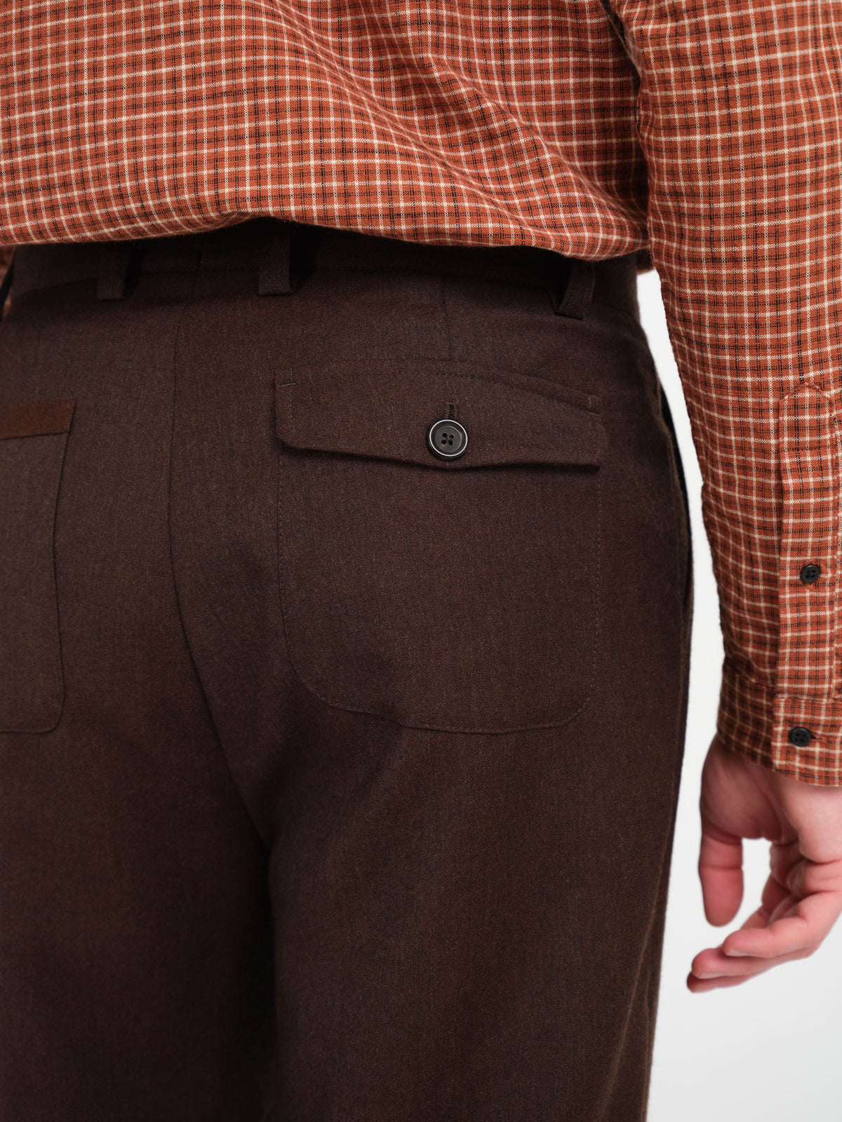 Orsman Wide Leg Pleated Trousers Jara Flannel Chestnut Brown