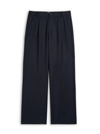 Orsman Wide Leg Pleated Trousers Jara Flannel Navy