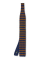 Silk Knitted Tie Navy/Brown Stripe