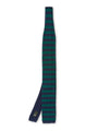 Silk Knitted Tie Navy/Green Stripe