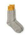 Ro To To Double Face Crew Socks Silk & Cotton Grey/Dark Yellow