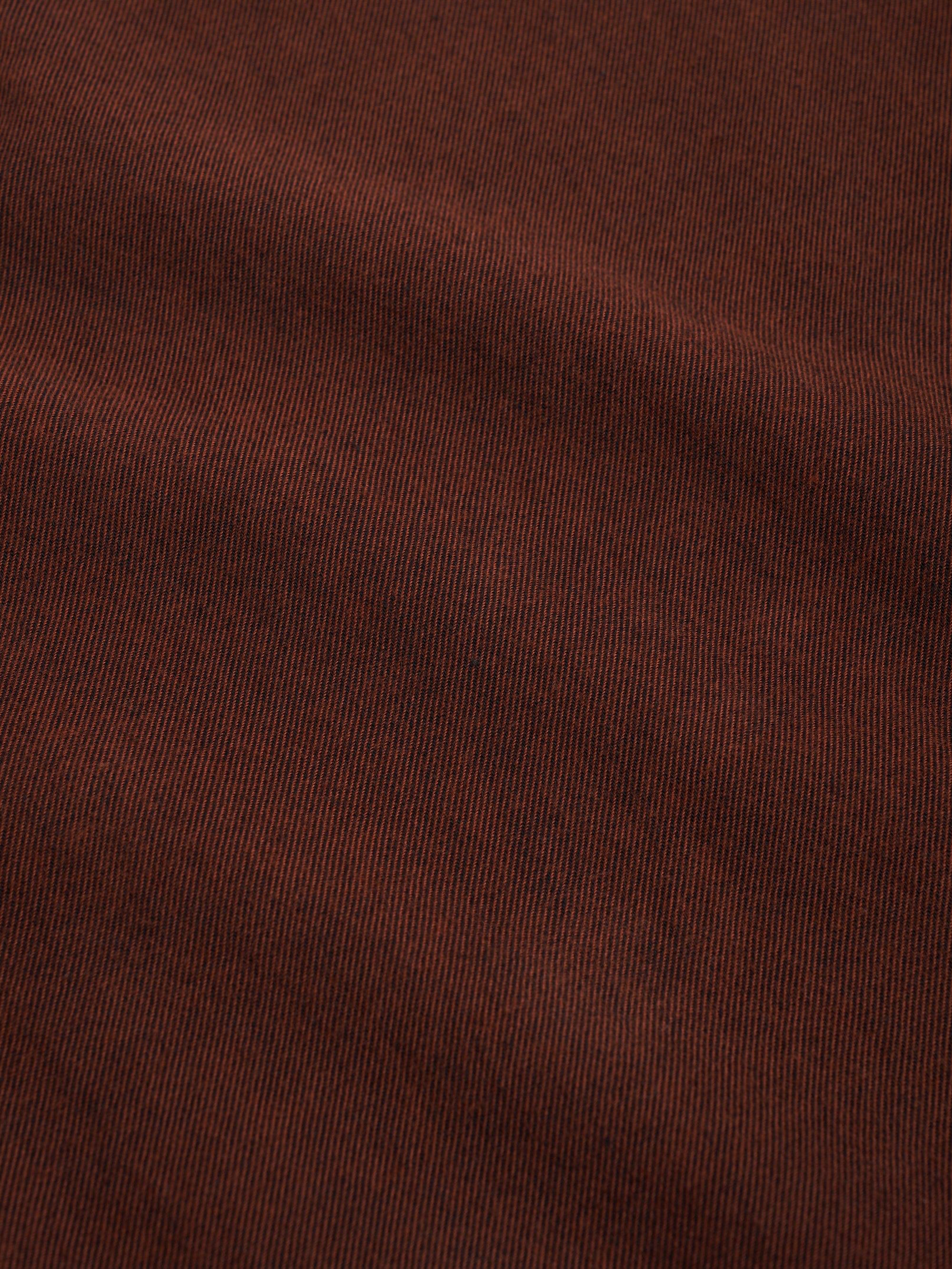Detailed material shot of Oliver Spencer Men&#39;s Rust Red Cotton Button-Down Shirt