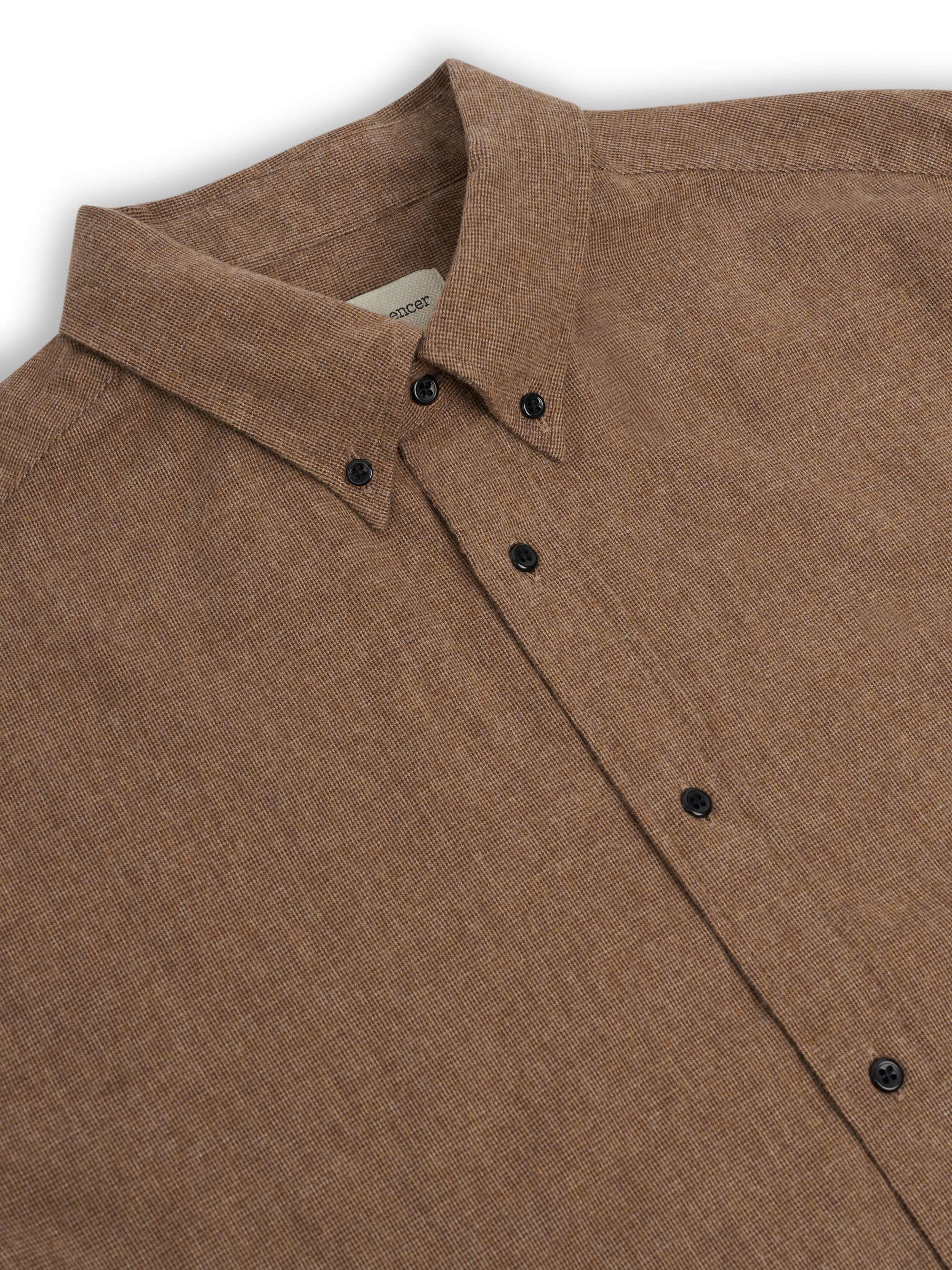 Collar shot of Oliver Spencer Men's Sand Organic Cotton Shirt