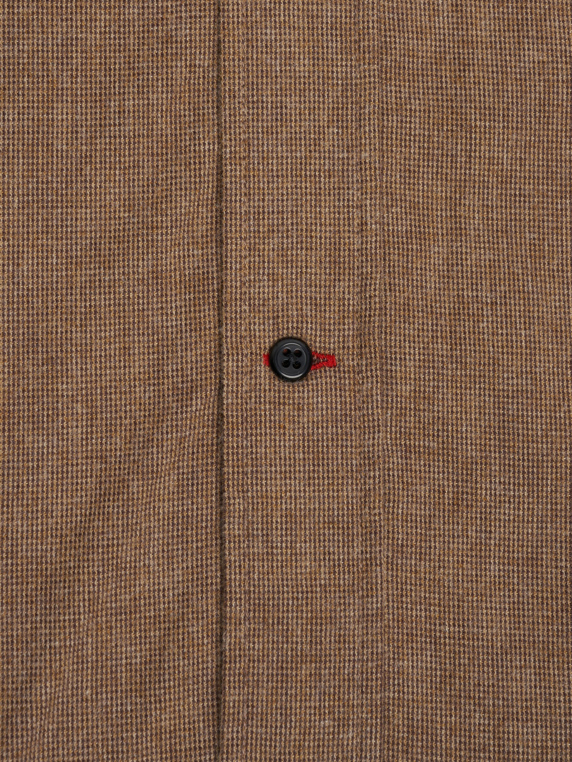 Detailed button shot of Oliver Spencer Men&#39;s Sand Organic Cotton Shirt