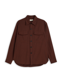 Oliver Spencer Men's Rust Brushed Cotton Overshirt Flat Shot