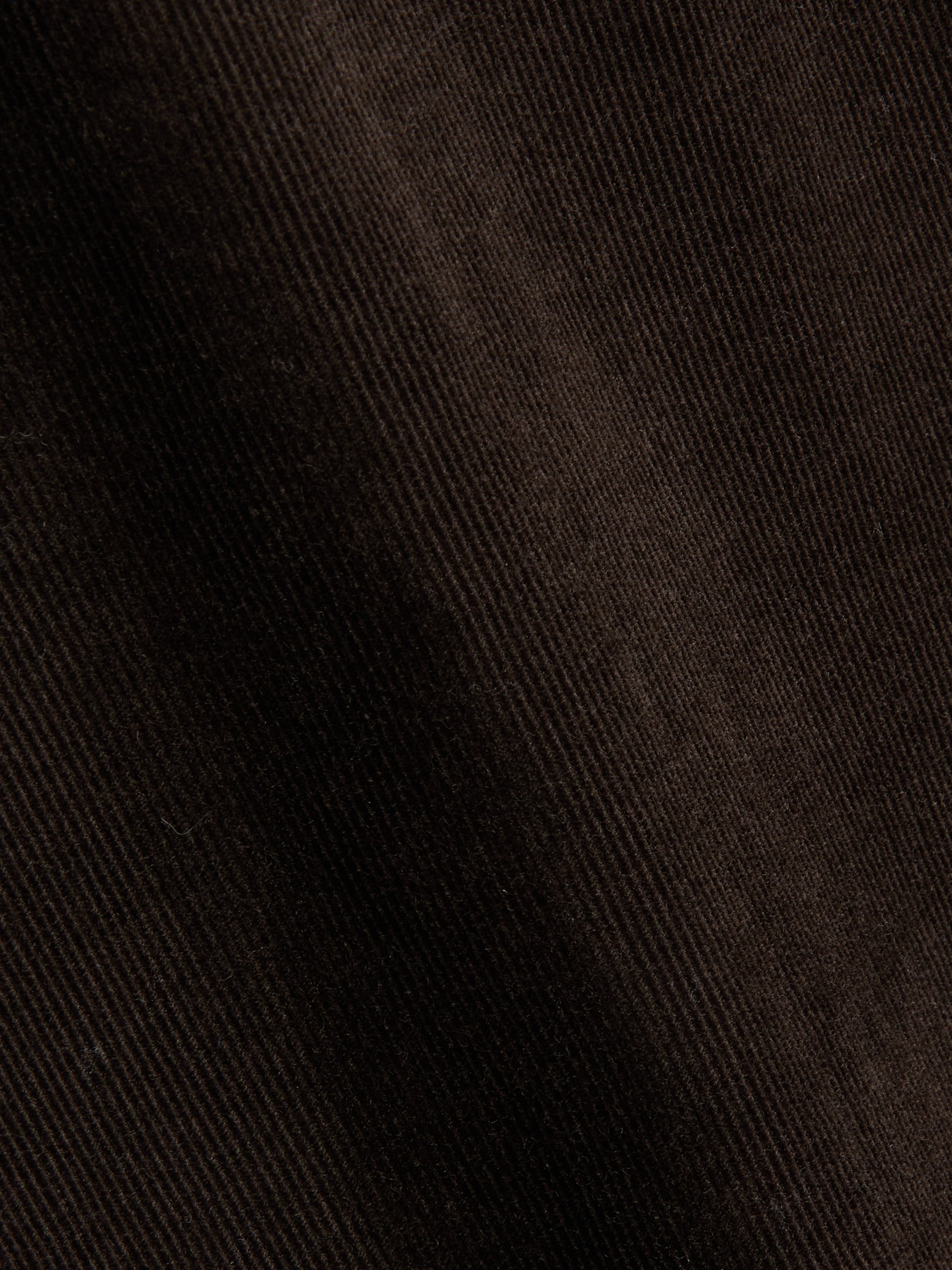 Close up material shot of Oliver Spencer Men&#39;s Brown Midweight Cotton Corduroy Western Shirt
