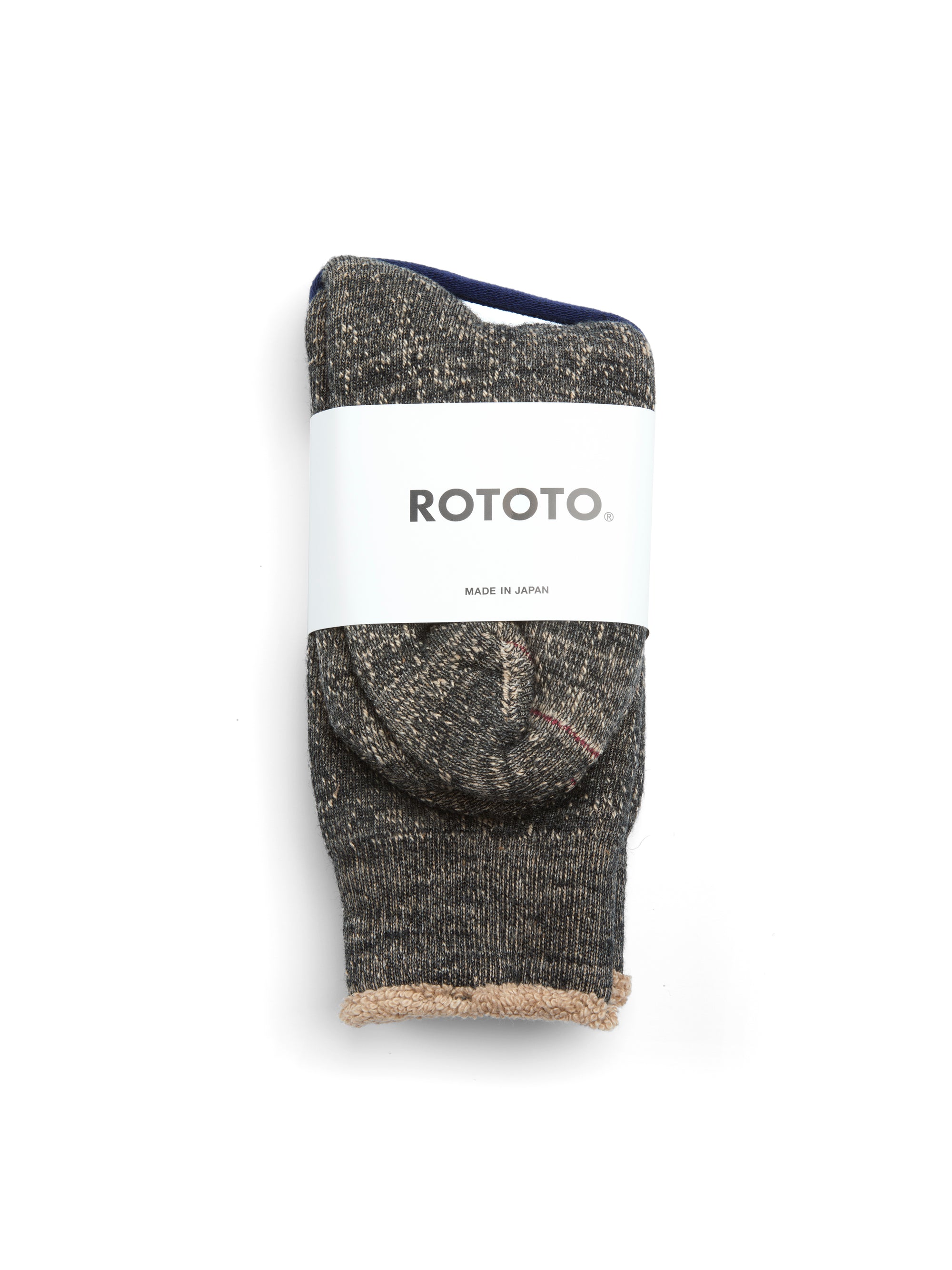 Ro To To Double Face Crew Socks Black Brown