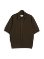 Short Sleeve Rossell Knitted Shirt Penrose Khaki Brown