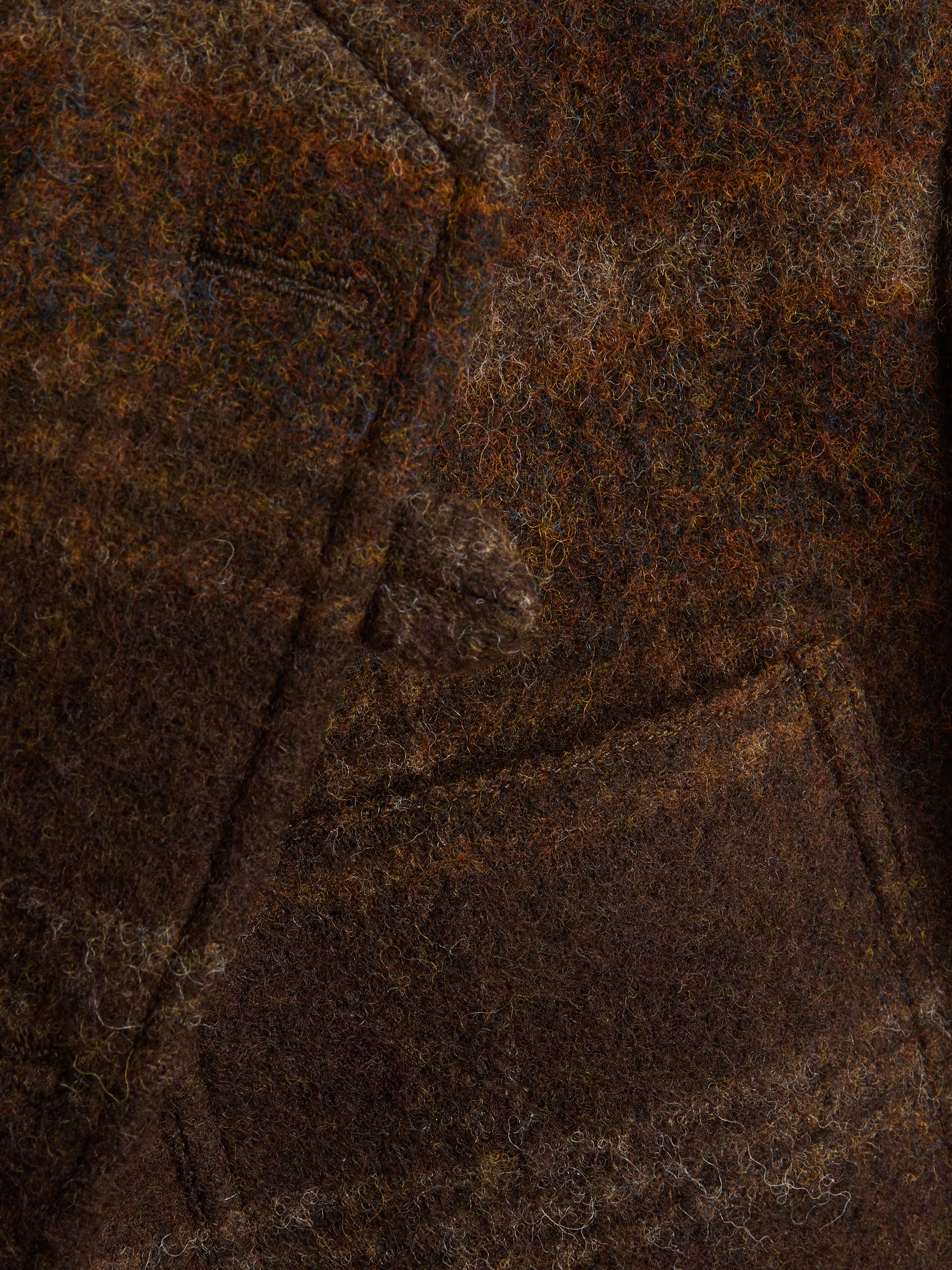 Detailed collar/pocket shot of Oliver Spencer Men's Unstructured Notch Lapel Brown Plaid Jacket