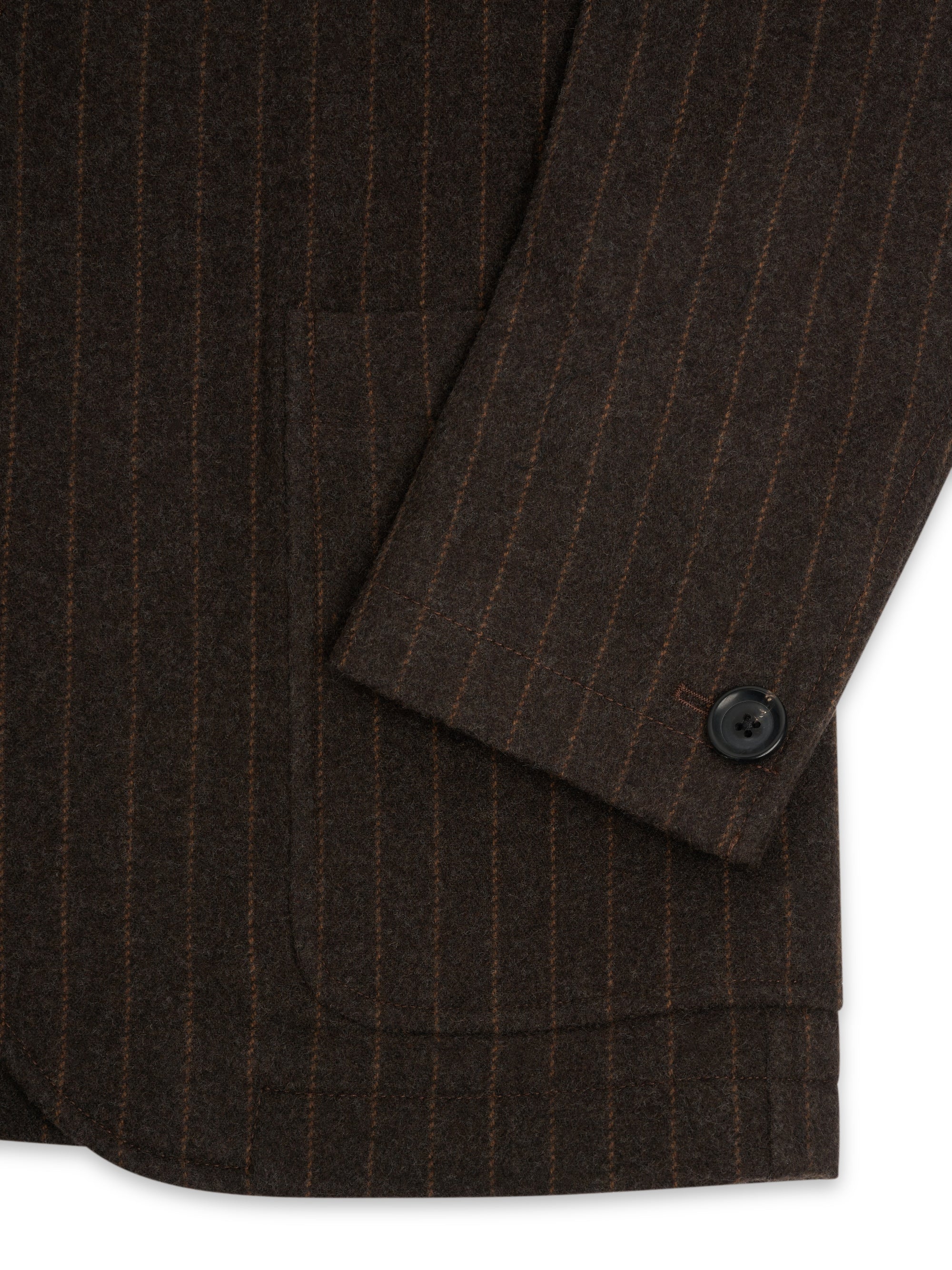 Detailed cuff shot of Oliver Spencer Men's Single-Breasted Brown Striped Blazer