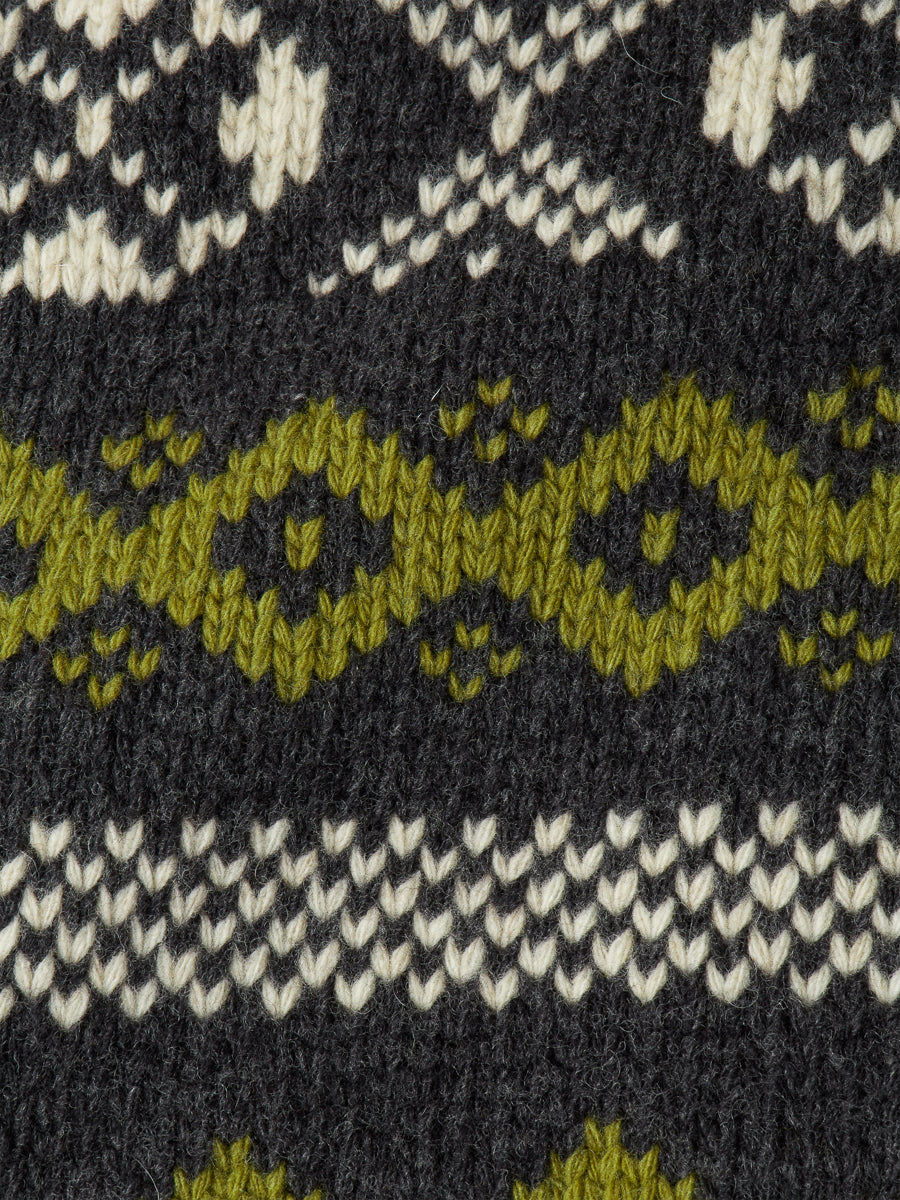 Zip Through Cardigan Findon Charcoal/Light Moss Green