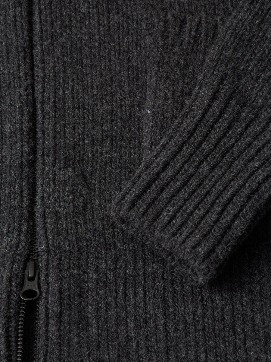 Zip Through Cardigan Findon Charcoal/Light Moss Green