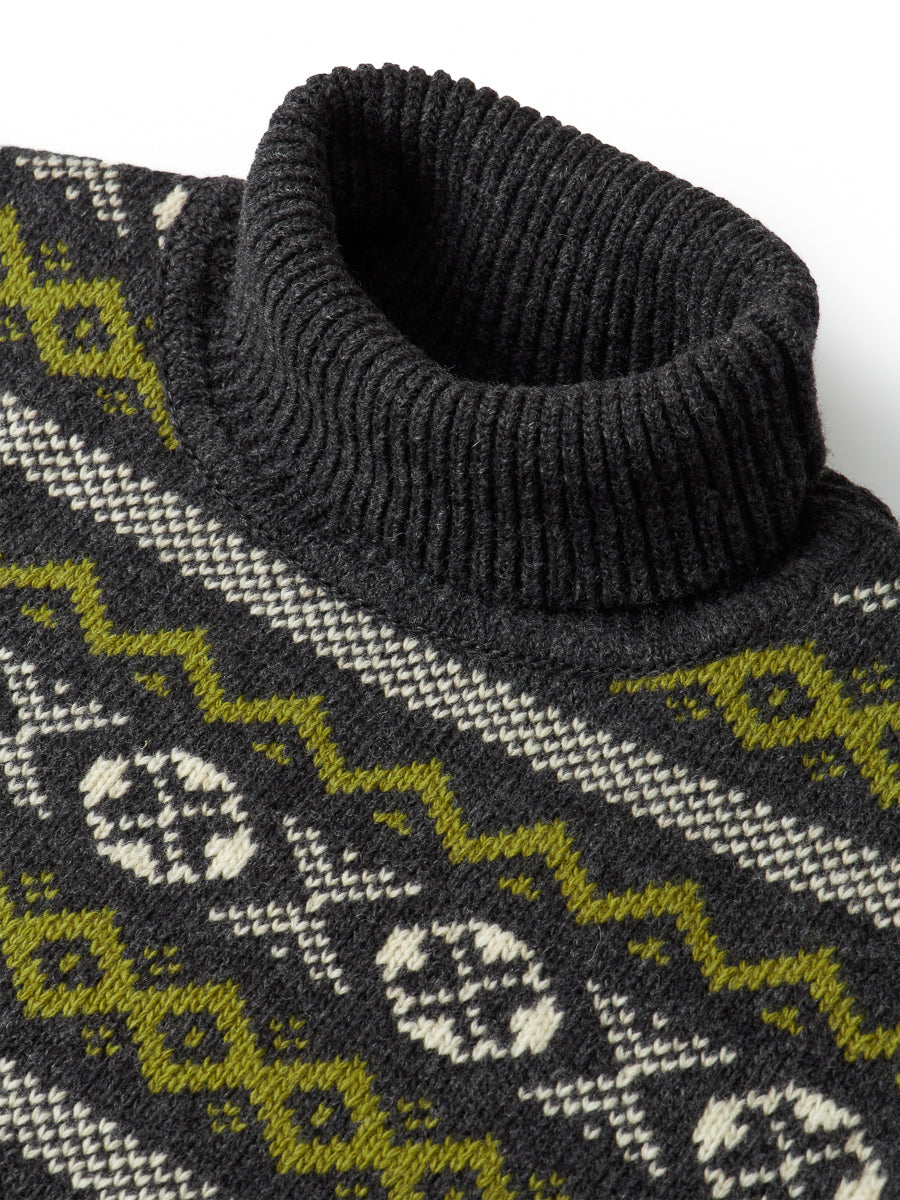 Talbot Roll Neck Jumper Rookley Charcoal/Light Moss Green