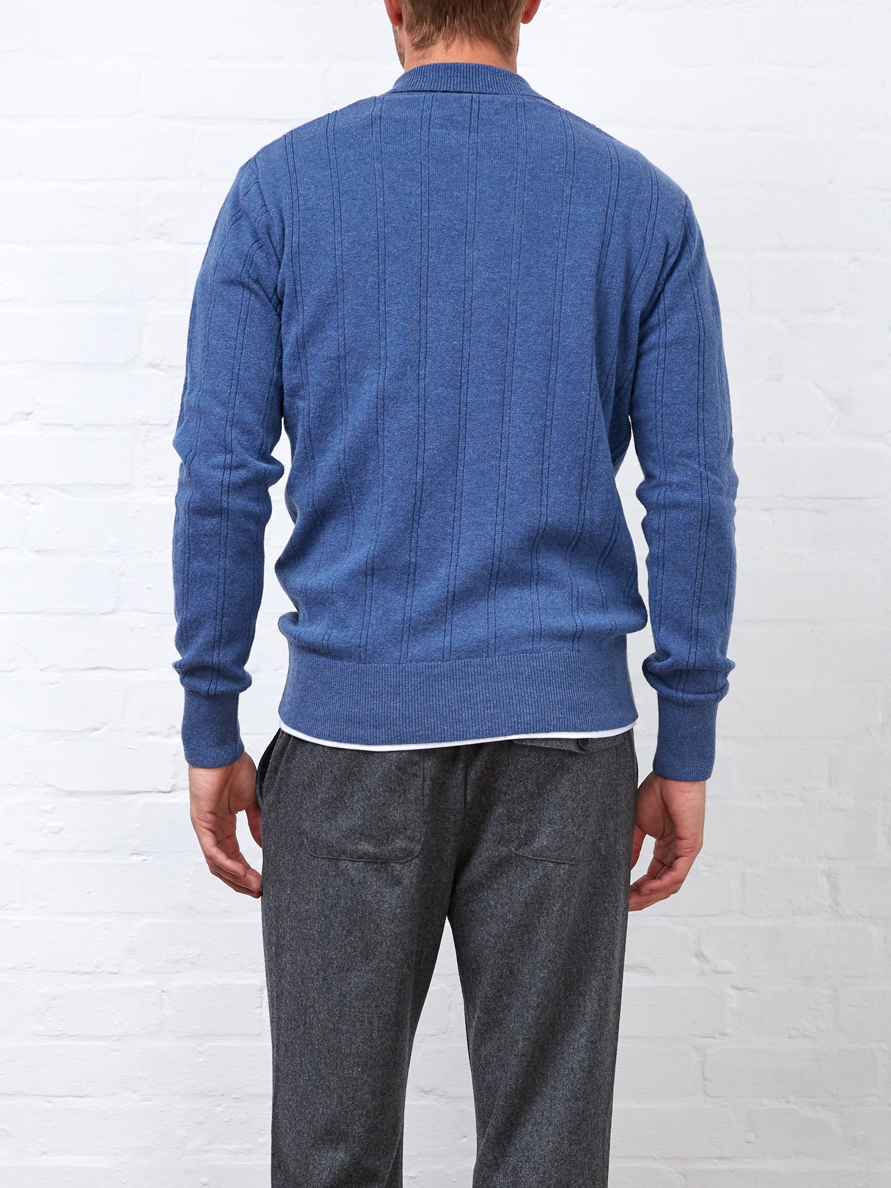 Pablo Knitted Polo Shirt Olsen Blue