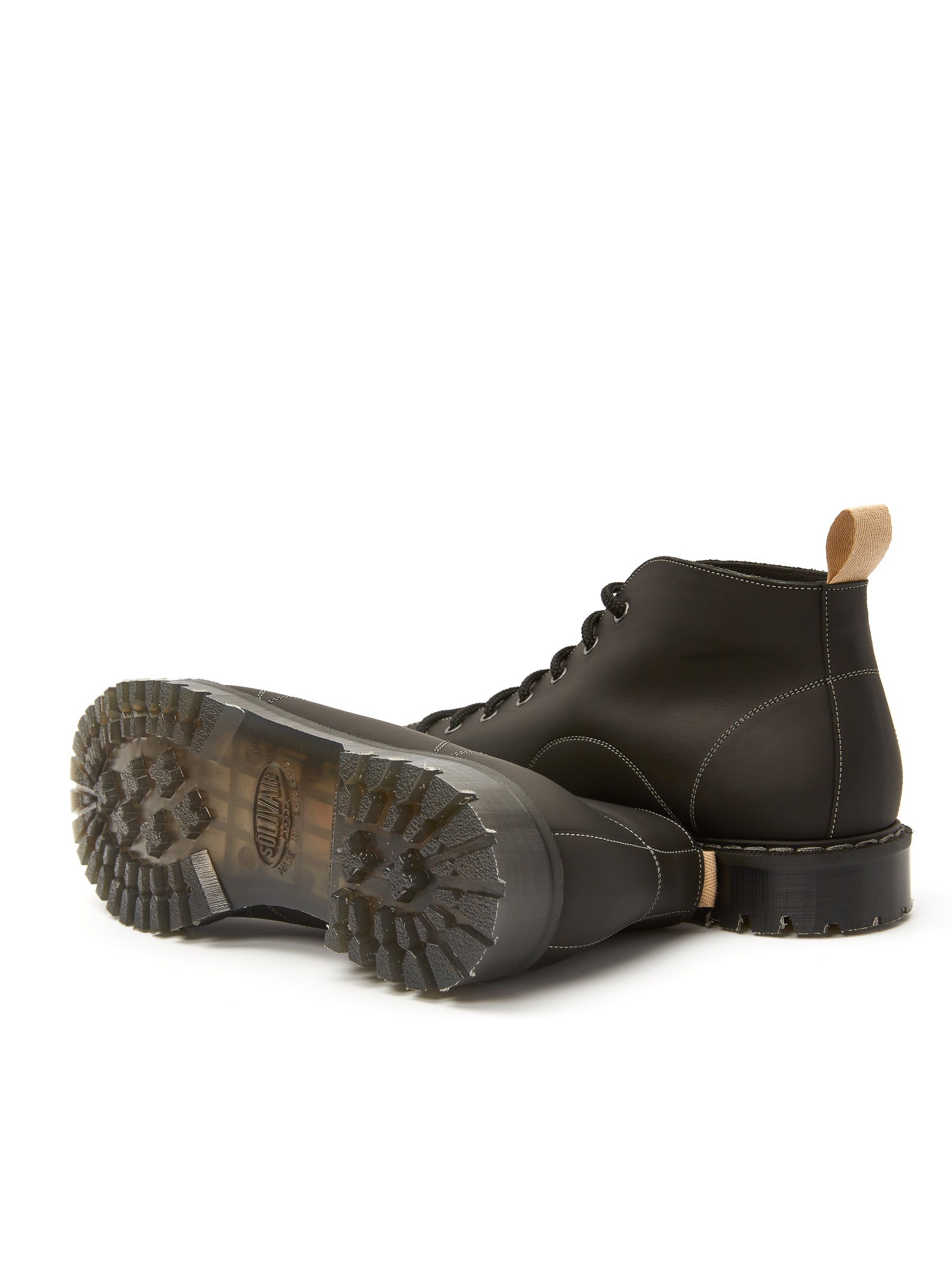 Solovair x Oliver Spencer Black Greasy Leather Monkey Boots